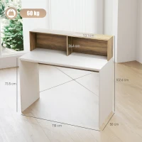 HOMCOM Birou PC pentru Studiu cu Blat Înălțat și 2 Rafturi, 110x50x102.6 cm, Alb și Maro Nuc(m-3)