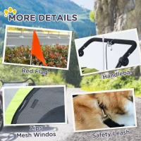 PawHut 2 in 1 hondenaanhanger fietskar jogger vlag regenhoes voor honden 4 kleuren(m-9)