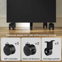 Vinsetto Aktenschrank aus Metall, Büroschrank, 3 Schubladen, rollbar, Schwarz(m-7)