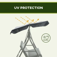 Outsunny 3 Seater Garden Swing Chair, Outdoor Swing Chair with Adjustable Canopy, Mental Frame & Cushions, Grey(m-8)
