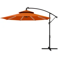 Outsunny 3m LED Light Overhanging Parasol - Orange(m-11)