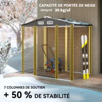 Outsunny Abri de Jardin 2,27 m² gants inclus porte verrouillable ventilations acier galvanisé 190 x 131 x 188 cm gris(m-5)