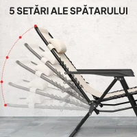 Outsunny Set de 2 Șezlonguri de Grădină cu Gravitație Zero și Măsuță cu Suport pentru Pahare, 47x47x54 cm, Bej(m-4)