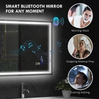 HOMCOM 60 x 80 cm Anti-Fog LED Bathroom Mirror, with Bluetooth - Silver Tone(m-5)