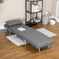 HOMCOM Schlafsessel, Polstersessel, zum Gästebett umwandelbar, ergonomisch, Dunkelgrau(m-7)