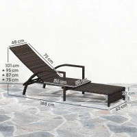Outsunny PE Rattan Sun Lounger with Adjustable Backrest - Mixed-brown(m-3)