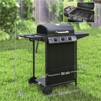 Outsunny Four Burner Gas Grill BBQ - Black(m-3)