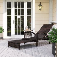 Outsunny PE Rattan Sun Lounger with Adjustable Backrest - Mixed-brown(m-2)