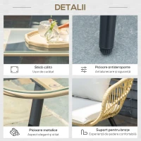 Outsunny Set Mobilier de Grădină din 4 Piese cu Canapea, 2 Fotolii cu Perne Lavabile și Măsuță, 120x65x78 cm, Bej(m-6)