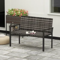 Outsunny Two-Seater Rattan Bench - Mixed Grey(m-2)