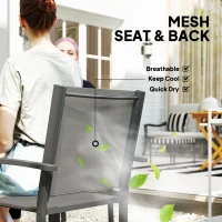 Outsunny 5 Piece Garden Furniture Set, Garden Dining Set with Round Table and 4 Stackable Chairs, Steel Frame, for Outdoor, Patio, Terraces, Dark Grey(m-5)