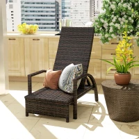 Outsunny PE Rattan Sun Lounger with Adjustable Backrest - Mixed-brown(m-9)