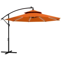 Outsunny 3m LED Light Overhanging Parasol - Orange(m-1)