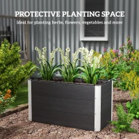 Outsunny plantenbak bloemenkuip terras balkon weerbestendig grijs zonder bodem buiten(m-4)