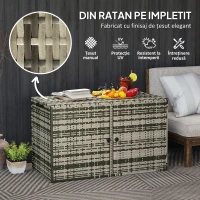 Outsunny Cufăr de Exterior de 350L cu 2 Niveluri, Pistoane cu Gaz și Cadru din Oțel, 118x57x69 cm, Gri(m-6)