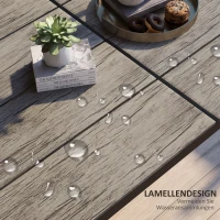 Outsunny Gartentisch Outdoor-Tisch Terrassentisch, Industrie-Design, wetterbeständig, Holzoptik, Grau + Schwarz(m-5)