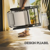 Outsunny Set de 2 Șezlonguri de Grădină cu Gravitație Zero și Măsuță cu Suport pentru Pahare, 47x47x54 cm, Bej(m-7)