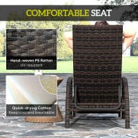 Outsunny PE Rattan Sun Lounger with Adjustable Backrest - Mixed-brown(m-6)