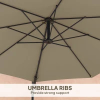 Outsunny 3(m) Wall-Mounted Parasol Shade, with Handle - Khaki(m-7)