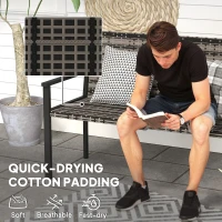 Outsunny Two-Seater Rattan Bench - Mixed Grey(m-6)