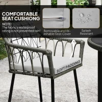 Outsunny 5 Piece Patio Rattan Dining Set, Wicker Garden Table and Chairs w/ Removable Seat & Back Cushions, Round Tempered Glass Tabletop, Parasol Hole, Outdoor Furniture Conservatory Set, Grey(m-5)