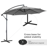 Outsunny Cantilever Umbrella Parasol Hanging Banana Steel Dark Grey 3M Patio(m-8)