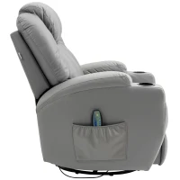 HOMCOM Massagesessel mit Fußstütze, 8 Vibrationspunkte, 5 Modi, inkl. Fernbedienung, Hellgrau(m-11)