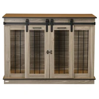 PawHut Hundekäfig mit 2 Türen, Hundebox, Transportbox für Hunde, rustikales Design, verriegelbar, Braun(m-11)