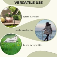 Outsunny Set Gard de Grădină cu 5 Panouri și Șnururi de Fixare, 305x62 cm, Negru(m-6)