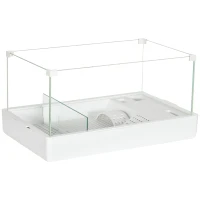 PawHut Acvariu pentru Țestoase cu Filtru pe 3 Niveluri și Panouri de Sticlă, 51x31x25.5 cm, Alb(m-11)