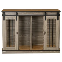 PawHut Hundekäfig mit 2 Türen, Hundebox, Transportbox für Hunde, rustikales Design, verriegelbar, Braun(m-12)