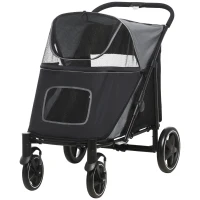 PawHut Foldable Pet Stroller, with Universal Wheels, Shock Absorber, for Medium and Large Dogs - Black(m-12)