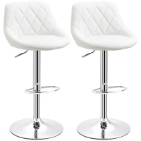 HOMCOM Conjunto de 2 Taburetes de Bar Giratorios con Altura Regulable Sillas Altas Modernas de Comedor con Base Redonda y Reposapiés 46x48x83-104 cm Blanco