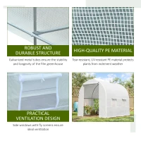Outsunny 2.5 x 2 x 2 m Polytunnel Greenhouse, Walk-in Green House for Garden with Mesh Windows, Galvanised Steel Frame, White(m-5)