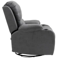 HOMCOM Relaxsessel mit Fußstütze und Liegefunktion, inkl. Getränkehalter, Fernsehsessel, 87 cm x 95 cm x102 cm, Grau(m-10)