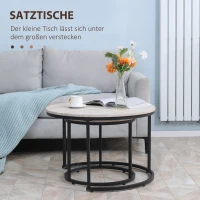 HOMCOM Satztische, Couchtische, 2er-Set, verstellbare Füße, Industrial Design, grau, 75 x 75 x 49cm(m-4)