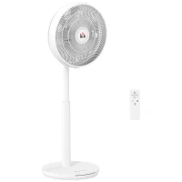 HOMCOM Pedestal Fan with Oscillating, Tilt, Adjustable Height, White(m-1)