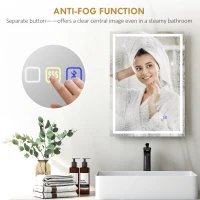 HOMCOM 50 x 70 cm Anti-Fog LED Bathroom Mirror, with Bluetooth - Silver Tone(m-7)