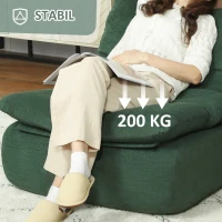 HOMCOM Schuim Vloerfauteuil, Ligstoel met Wasbare Hoes, Lounge Stoel voor Woonkamer, Slaapkamer, Groen(m-6)