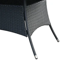 Outsunny 6 Seater Rattan Dining Set with Cushions, Rattan Garden Furniture Set with 6 Armchairs, Rectangular Glass Top Table, Outdoor Dining Table and Chairs, Black(m-9)