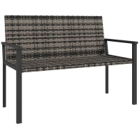 Outsunny Two-Seater Rattan Bench - Mixed Grey(m-1)