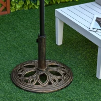Outsunny Sonnenschirmständer aus Gusseisen 11,5 kg Schirmständer für Sonnenschirm Schirmstangen 38 mm/48 mm rund Sonnenschirmfuß für Garten Terrasse Balkon Bronze Ø45 x 33,5H cm(m-2)
