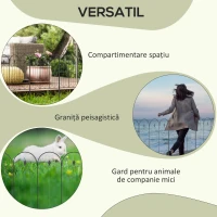 Outsunny Set Gard de Grădină cu 5 Panouri și Stâlpi, 305x79.5 cm, Negru(m-6)