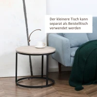 HOMCOM Satztische, Couchtische, 2er-Set, verstellbare Füße, Industrial Design, grau, 75 x 75 x 49cm(m-5)