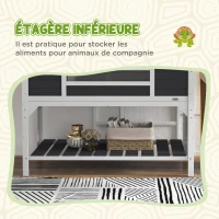 PawHut Maison tortue terrestre extérieure enclos tortue 2 niches support de lampe réglable bois massif 122 x 56,5 x 93 cm gris(m-7)