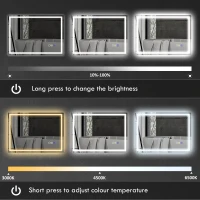 HOMCOM 60 x 80 cm Anti-Fog LED Bathroom Mirror, with Bluetooth - Silver Tone(m-6)