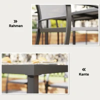 Outsunny 7-teiliges Ess-Set, 6 Stühle, 1 Tisch, stapelbar, leicht zu reinigen, Stahlrahmen, Gartenmöbel-Set, Grau(m-7)