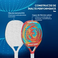 SportNow Racheta de Padel din Fibra de Carbon, cu Maner Antiderapant si Geanta de Transport, 28x23 cm, Galben(m-4)