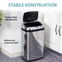 HOMCOM Sensor Mülleimer 30L Edelstahl Automatischer Mülleimer mit Bewegungssensor, Abfalleimer Müllbehälter Abfallbehälter für Büro, Schlafzimmer, Küchen Silber(m-6)