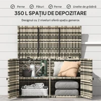 Outsunny Cufăr de Exterior de 350L cu 2 Niveluri, Pistoane cu Gaz și Cadru din Oțel, 118x57x69 cm, Gri(m-4)